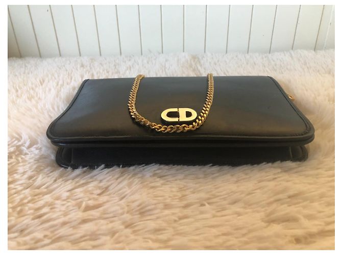 Borsa Christian Dior in pelle nera con logo CD Nero - vista 3