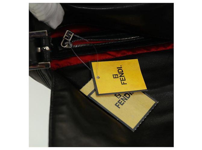 FENDI Borsa A Tracolla Mamma Baguette Pelle Nera Auth bs2909 - vista 10