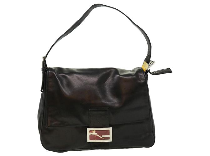 FENDI Borsa A Tracolla Mamma Baguette Pelle Nera Auth bs2909 - vista 13