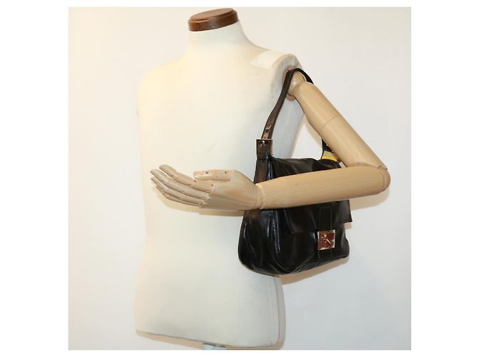 FENDI Borsa A Tracolla Mamma Baguette Pelle Nera Auth bs2909 - vista 25