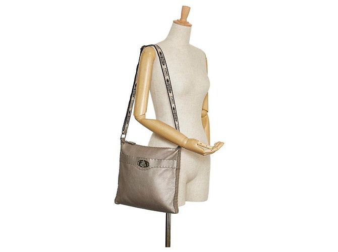 Fendi Selleria Borsa a tracolla con zip argento - vista 11