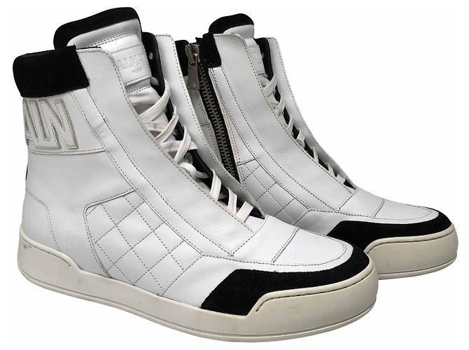 Balmain Hi-top sneakers in white leather - view 2