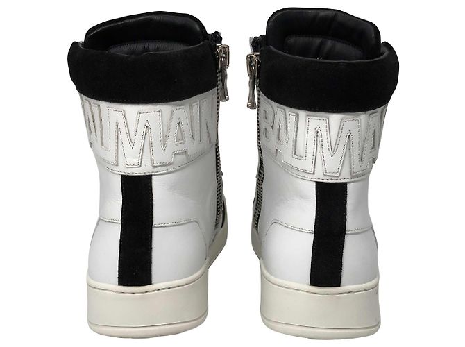 Balmain Hi-top sneakers in white leather - view 4