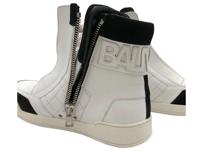Balmain Hi-top sneakers in white leather - view 6