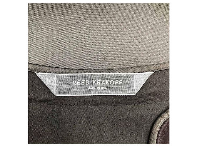 Robe tunique Reed Krakoff en soie et satin bronze avec ceinture en cuir - vue 4