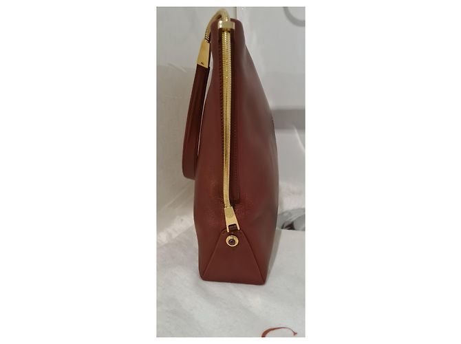Borsa Cartier in pelle rosso scuro Bordò - vista 3