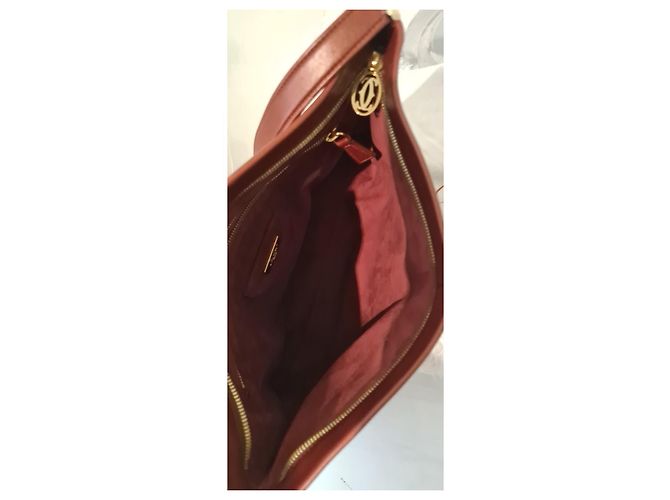 Borsa Cartier in pelle rosso scuro Bordò - vista 5