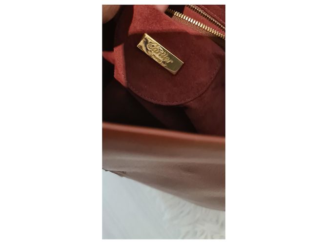 Borsa Cartier in pelle rosso scuro Bordò - vista 6