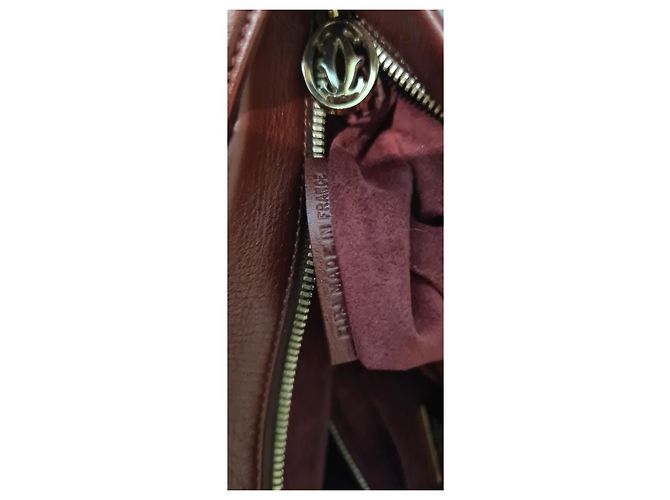 Borsa Cartier in pelle rosso scuro Bordò - vista 7
