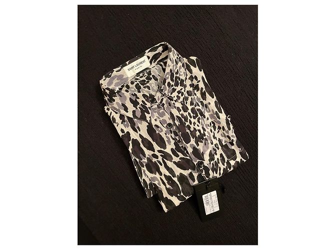 Camicia Yves Saint Laurent in seta nera Nero - vista 10
