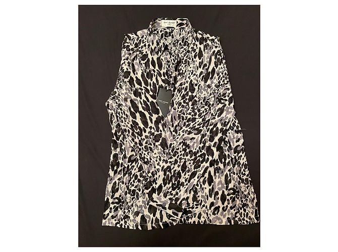 Camicia Yves Saint Laurent in seta nera Nero - vista 5