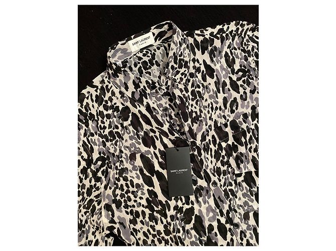 Camicia Yves Saint Laurent in seta nera Nero - vista 9