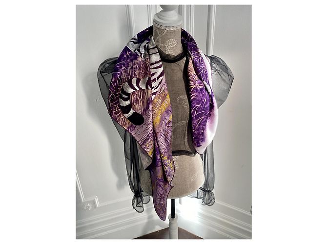 Hermès Bufanda cuadrada HERMES ''Bengal upperr'' ( raro ) Púrpura - vista 8