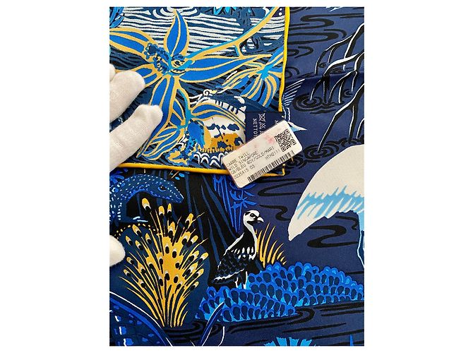 Hermès Bufanda cuadrada HERMES ''Wild Singapur'' Azul oscuro - vista 10