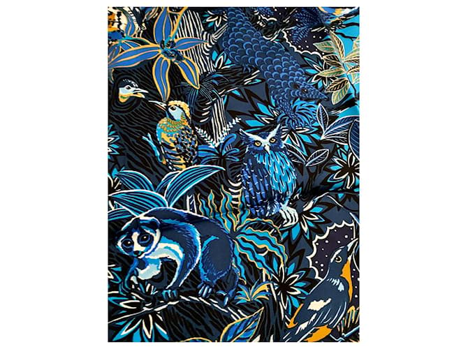 Hermès Bufanda cuadrada HERMES ''Wild Singapur'' Azul oscuro - vista 2