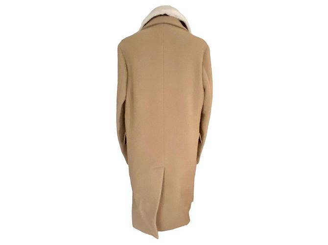 Loewe Beige wool coat with shearling - view 2