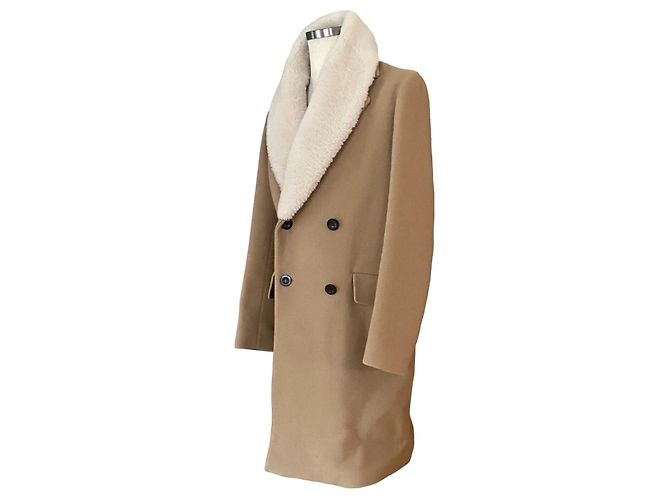 Loewe Beige wool coat with shearling - view 5