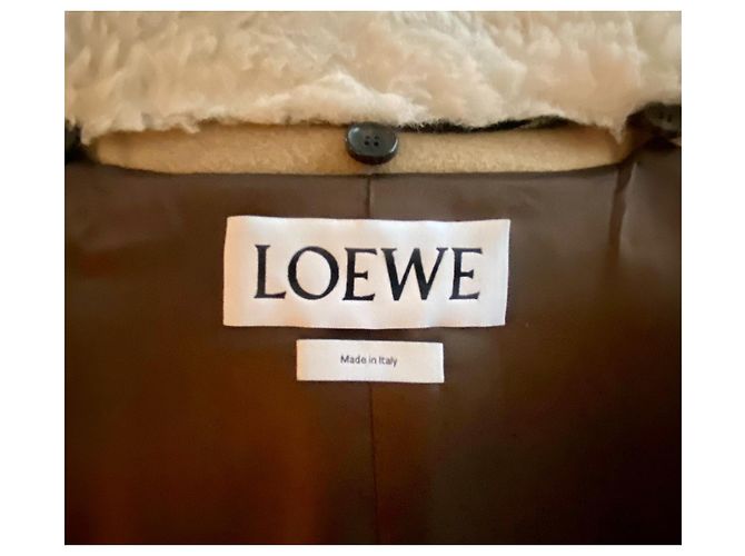 Loewe Beige wool coat with shearling - view 6