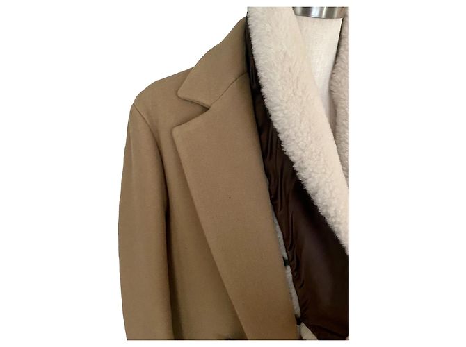 Loewe Beige wool coat with shearling - view 7