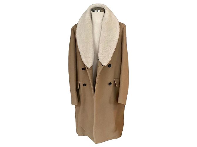 Loewe Beige wool coat with shearling - view 9