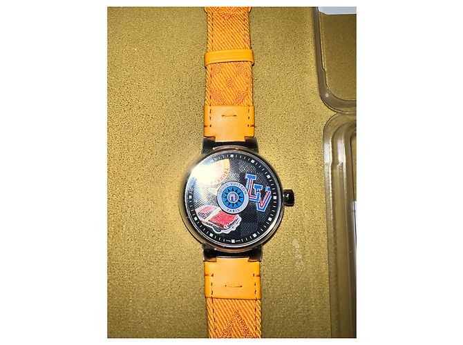 RELÓGIO LOUIS VUITTON WORLD TOUR GRAPHITE EDIÇÃO LIMITADA COM CORREIA EXTRA Preto - vista 5