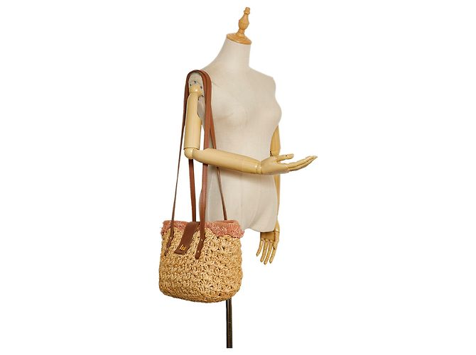 Chanel Brown Mademoiselle Lock Strohtasche Braun Beige - Ansicht 10