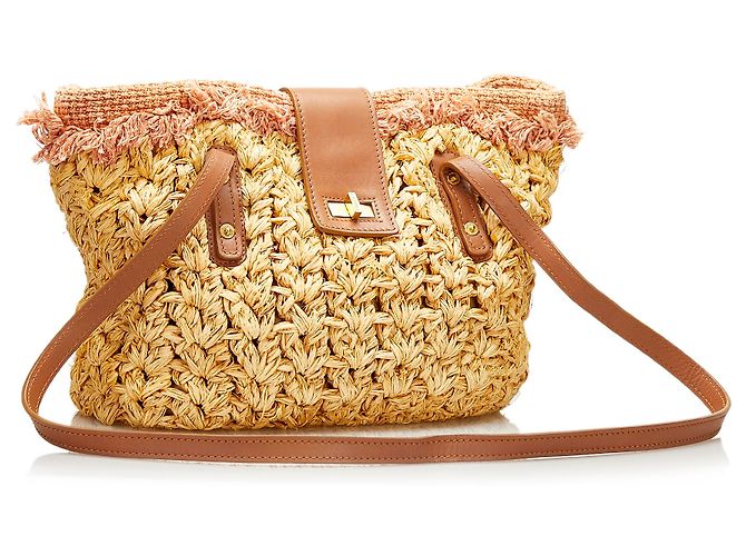 Chanel Brown Mademoiselle Lock Strohtasche Braun Beige - Ansicht 2