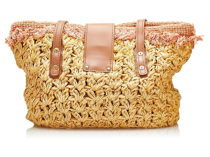 Chanel Brown Mademoiselle Lock Strohtasche Braun Beige - Ansicht 3