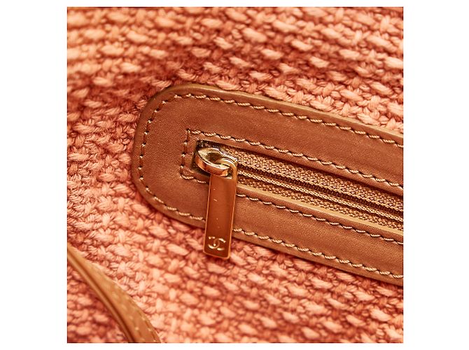 Chanel Brown Mademoiselle Lock Strohtasche Braun Beige - Ansicht 8