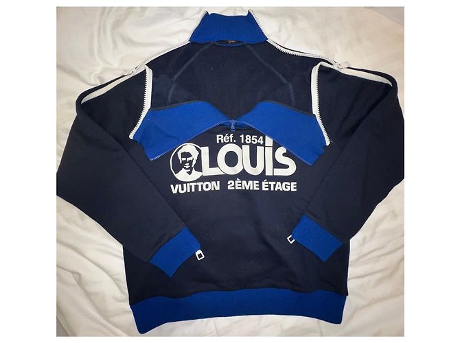Louis vuitton multizip sweatshirt printed plain blue size xs Navy blue - view 9