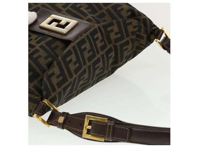 FENDI Zucca Borsa a tracolla in tela Marrone Nero Auth yk5431B - vista 6