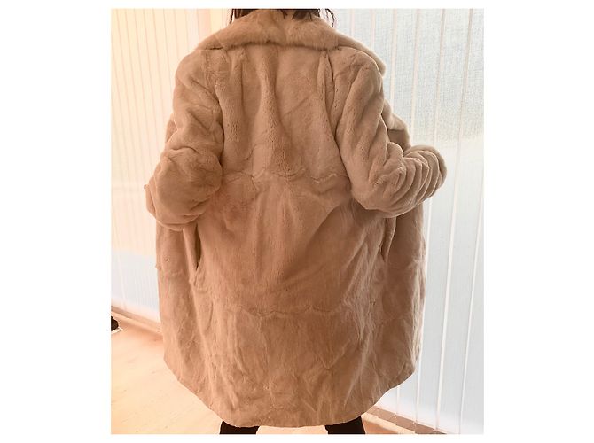 Autre Marque Casaco Longo Mink com Cinto Cru - vista 10