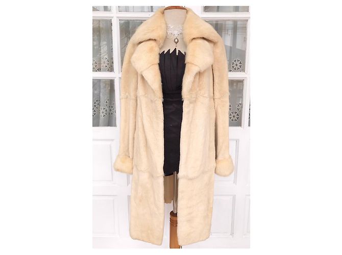 Autre Marque Casaco Longo Mink com Cinto Cru - vista 3