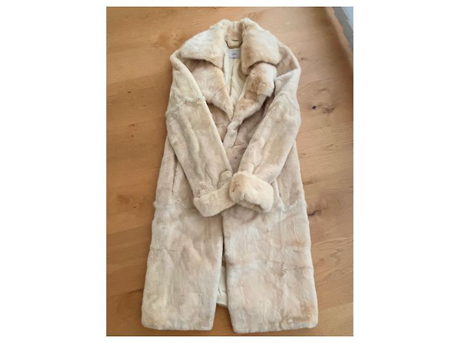 Autre Marque Casaco Longo Mink com Cinto Cru - vista 4