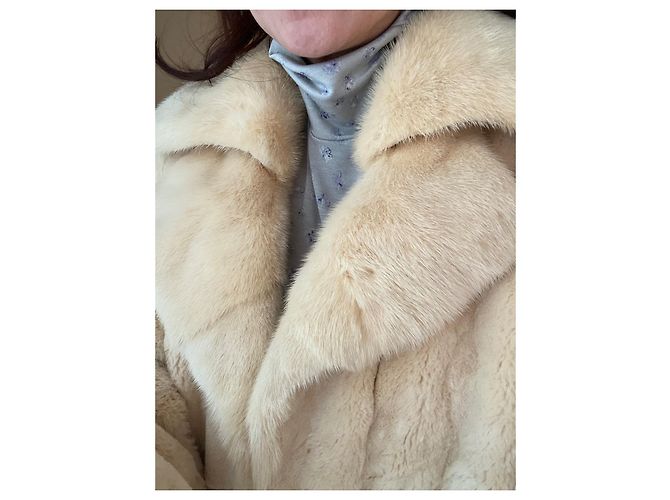 Autre Marque Casaco Longo Mink com Cinto Cru - vista 8