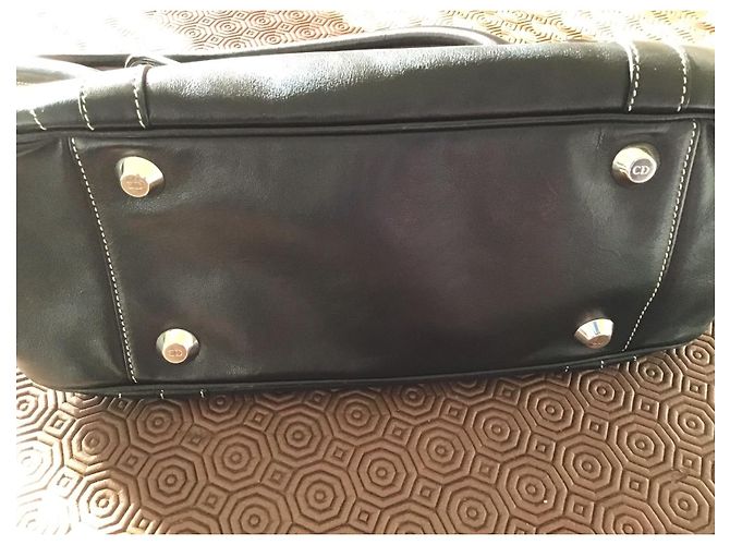 Bolso de hombro Christian Dior de piel lisa negra con emblema CD Negro - vista 4