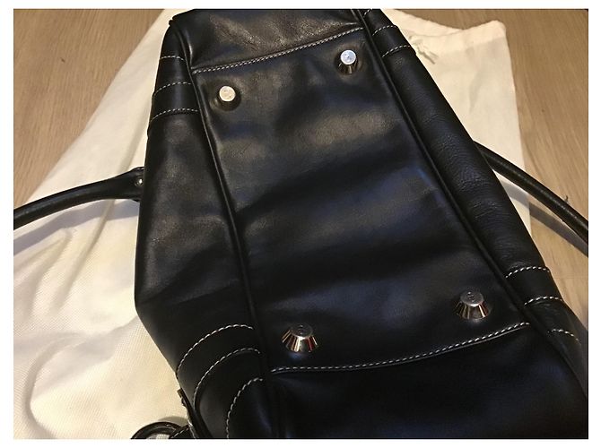 Bolso de hombro Christian Dior de piel lisa negra con emblema CD Negro - vista 6