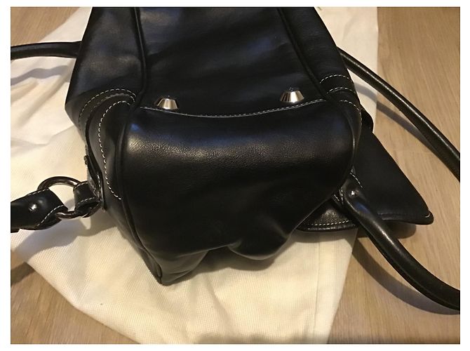 Bolso de hombro Christian Dior de piel lisa negra con emblema CD Negro - vista 7