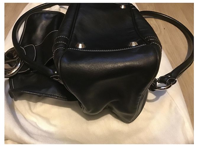 Bolso de hombro Christian Dior de piel lisa negra con emblema CD Negro - vista 8
