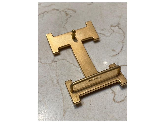 Cinto com fivela de couro Hermès REVERSIBLE “H” dourado 18K Preto - vista 10