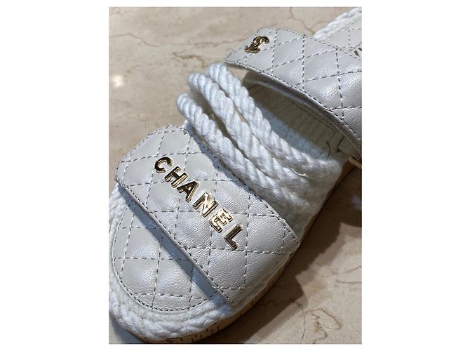 Sandali/sabot Chanel Dad in cordoncino bianco - vista 2