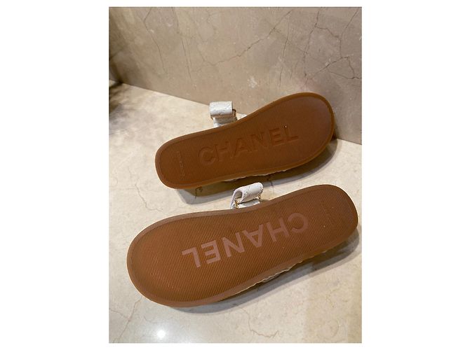 Sandali/sabot Chanel Dad in cordoncino bianco - vista 4