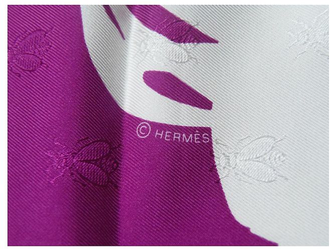 Foulard Hermès Brides de Gala Tattoo seta viola bianco Porpora - vista 10