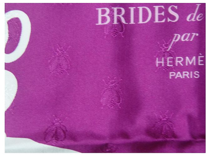 Foulard Hermès Brides de Gala Tattoo seta viola bianco Porpora - vista 4