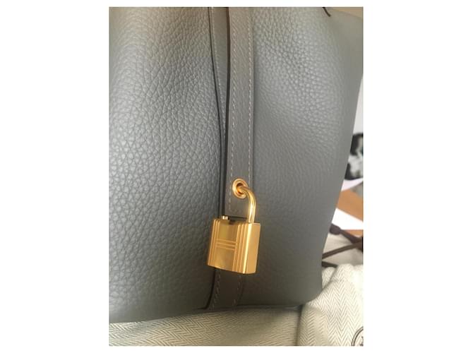 Hermès Picotin 18 Taurillon Clemence Gray Meyer Grigio - vista 2