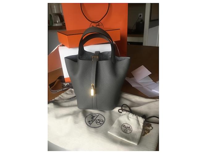 Hermès Picotin 18 Taurillon Clemence Gray Meyer Grigio - vista 8