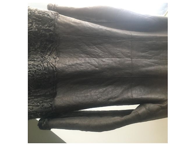 Abrigo Fendi de piel de astracán y cuero marrón Castaño - vista 10