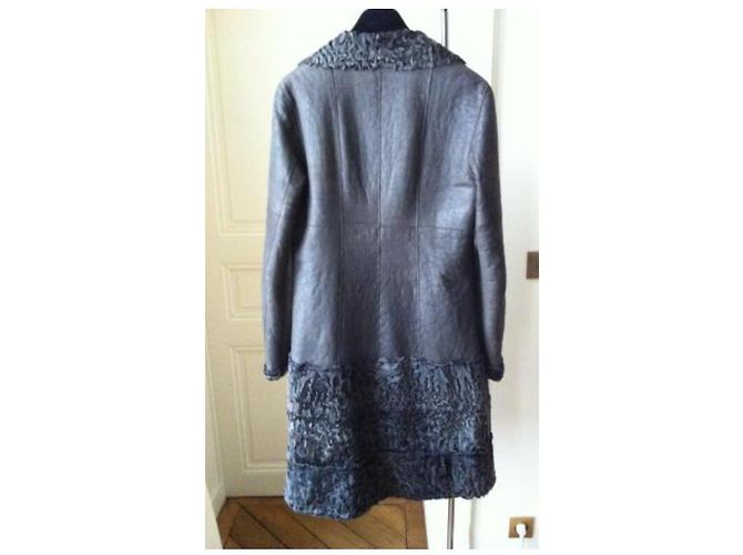 Abrigo Fendi de piel de astracán y cuero marrón Castaño - vista 2