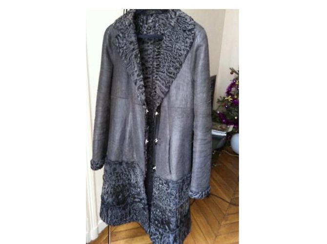 Abrigo Fendi de piel de astracán y cuero marrón Castaño - vista 4