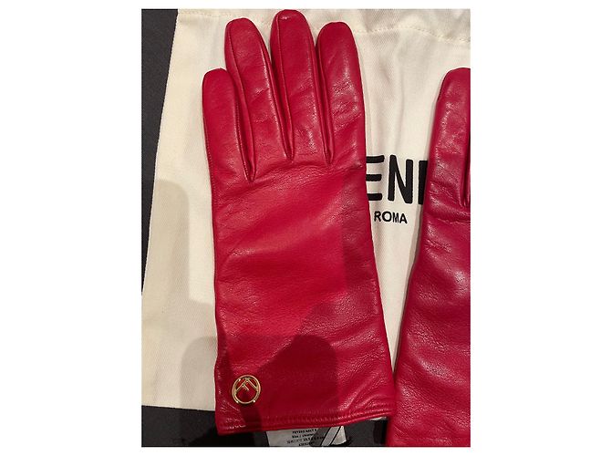 Fendi Handschuhe aus rotem Leder - Ansicht 2